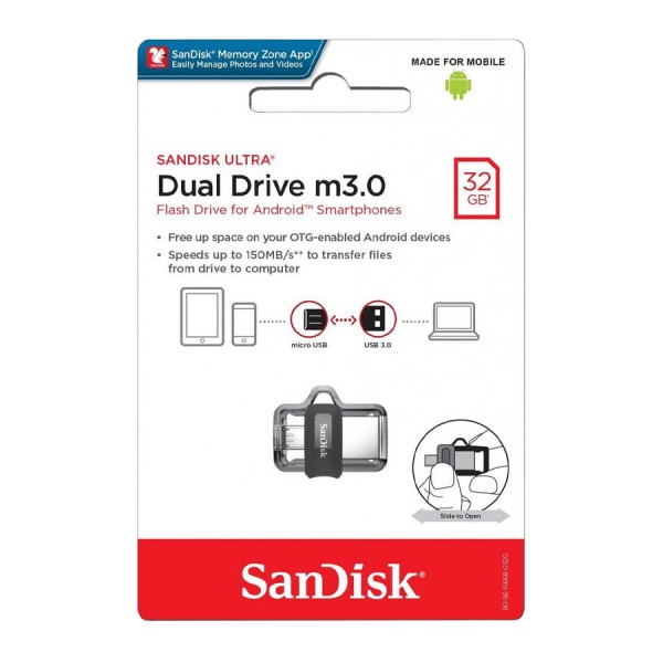 فلش مموری سندیسک Sandisk dual drive 32Gb