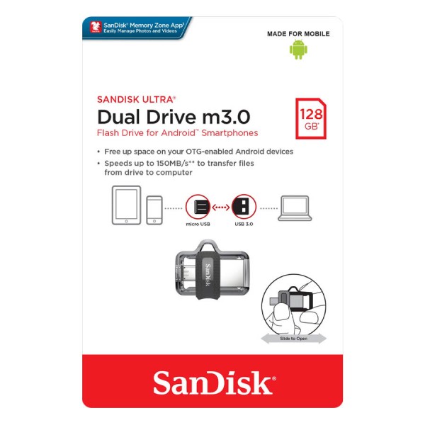 فلش مموری سندیسک Sandisk dual drive 128Gb