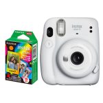 دوربین عکاسی چاپ سریع فوجی فیلم سفید مدل (ice white) Instax Mini 11 با کاغذ