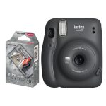 دوربین عکاسی چاپ سریع فوجی فیلم مشکی مدل (charcoal gray) Instax Mini 11 با کاغذ
