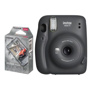 دوربین عکاسی چاپ سریع فوجی فیلم مشکی مدل (charcoal gray) Instax Mini 11 با کاغذ